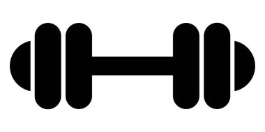 Jimnastik ikonu için Dumbbell. Halter siyah sembol. Vektör illüstrasyonu beyaz arkaplanda izole edildi.