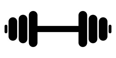 Jimnastik ikonu için Dumbbell. Halter siyah sembol. Vektör illüstrasyonu beyaz arkaplanda izole edildi.