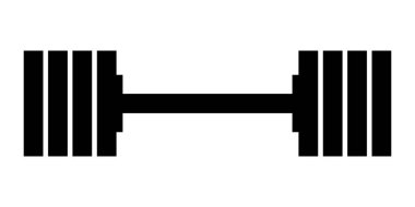Jimnastik ikonu için Dumbbell. Halter siyah sembol. Vektör illüstrasyonu beyaz arkaplanda izole edildi.