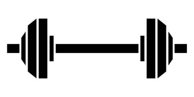 Jimnastik ikonu için Dumbbell. Halter siyah sembol. Vektör illüstrasyonu beyaz arkaplanda izole edildi.