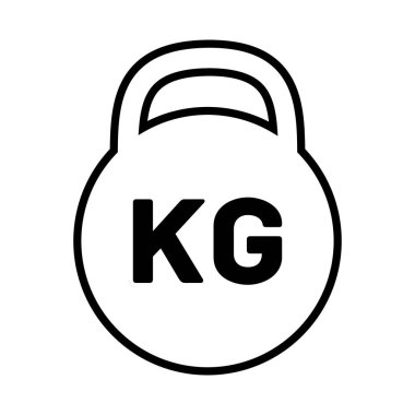 Kettlebell ikonu. Güç egzersizleri ve antrenmanlar. Vektör illüstrasyonu beyaz arkaplanda izole edildi.