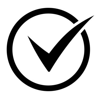 İşaret simgesini işaretle. Çember kenesi modern sembolü onayladı. Vektör illüstrasyonu beyaz arkaplanda izole edildi.