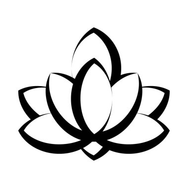 Lotus çiçeği çizgisi simgesi. Lotus siyah siluet simgesi. Vektör illüstrasyonu beyaz arkaplanda izole edildi.