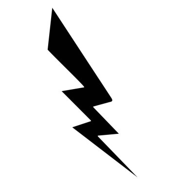 Çizgi film yıldırım çizimi. Çizgi roman tarzında siyah şimşek. Beyaz arkaplanda izole edilmiş vektör.