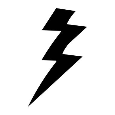 Çizgi film yıldırım çizimi. Çizgi roman tarzında siyah şimşek. Beyaz arkaplanda izole edilmiş vektör.