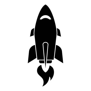 Roket düz ikon. Roket fırlatıldı. Modern başlangıç sembolü. Vektör illüstrasyonu beyaz arkaplanda izole edildi.