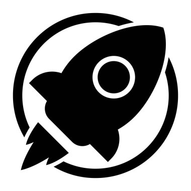 Roket düz ikon. Roket fırlatıldı. Modern başlangıç sembolü. Vektör illüstrasyonu.