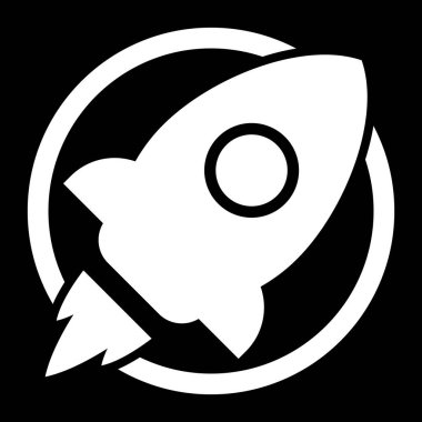 Roket düz ikon. Roket fırlatıldı. Modern başlangıç sembolü. Vektör illüstrasyonu.