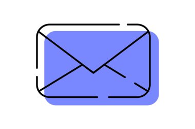 E- posta simgesi. Mesaj sembolü. Vektör illüstrasyonu beyaz arkaplanda izole edildi.