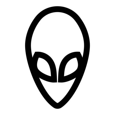 Uzaylı suratı düz simgesi. Dünya dışı varlıkların sembolü. Vektör illüstrasyonu beyaz arkaplanda izole edildi.