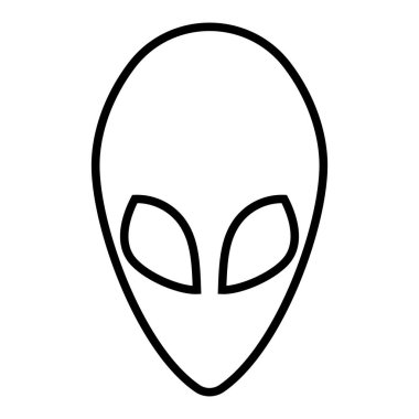 Uzaylı suratı düz simgesi. Dünya dışı varlıkların sembolü. Vektör illüstrasyonu beyaz arkaplanda izole edildi.