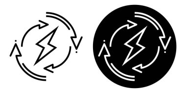 Güç enerji ikonu ayarlandı. Vektör illüstrasyonu beyaz arkaplanda izole edildi.