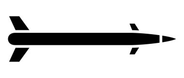 Roket silahları. Roket siyah siluet simgesi. Vektör illüstrasyonu beyaz arkaplanda izole edildi.