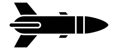 Roket silahları. Roket siyah siluet simgesi. Vektör illüstrasyonu beyaz arkaplanda izole edildi.