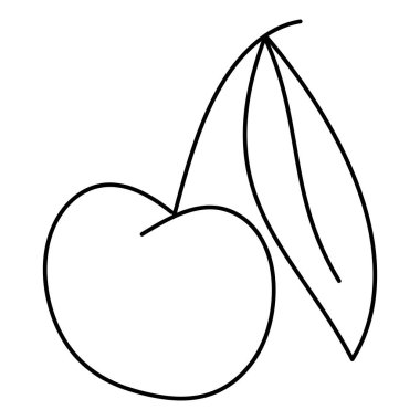 El yapımı kiraz. Kiraz çizgisi çizimi. Beyaz arkaplanda izole edilmiş vektör.