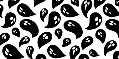 Cadılar Bayramı kutlaması için karikatür hayalet geçmişi. Uçan hayalet silueti el çizimleri. Modayı takip eden Gotik stil. Vektör EPS 10