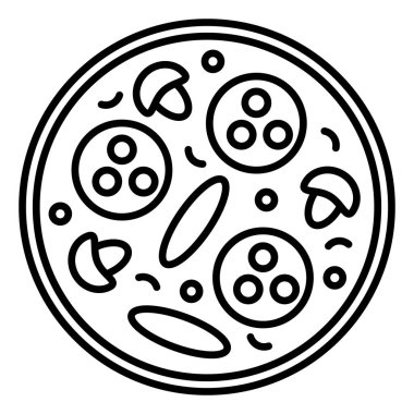 Mantar pizza çizgisi ikonu. Beyaz arka planda arka hat pizzası. Vektör illüstrasyonu EPS 10