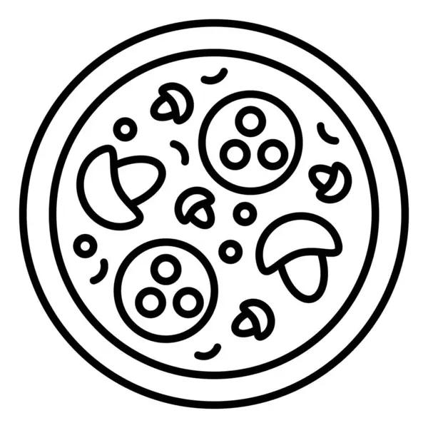 Mantar Pizza Çizgisi Ikonu Beyaz Arka Planda Arka Hat Pizzası Telifsiz Stok Illüstrasyonlar