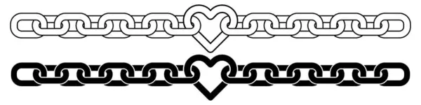 Zincirli Kalp Ikonu Sevgililer Günü Için Kalp Tasarımı Modern Gotik Vektör Grafikler