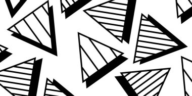 Soyut siyah-beyaz üçgen desen örtüsü. Modern soyut geometrik vektör arkaplanı.