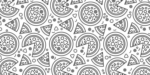 Pizza Achtergrond Achterlijn Pizza Patroon Witte Achtergrond Vectorillustratie Eps Rechtenvrije Stockvectors
