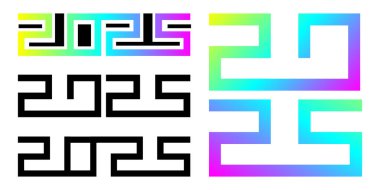 2025 Modern logo tasarımı. Vektör illüstrasyonu beyaz arkaplanda izole edildi.