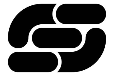 Modern soyut düz simge. Siyah logo konsepti. Grafik tasarımı. Vektör illüstrasyonu beyaz arkaplanda izole edildi.