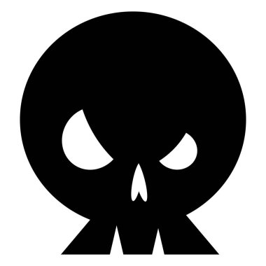 Funny skull black silhouette icon. Illustration for print, design and for Halloween. Vector isolated on white background.