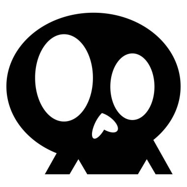 Funny skull black silhouette icon. Illustration for print, design and for Halloween. Vector isolated on white background.