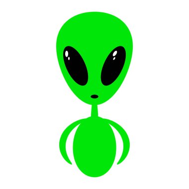 Tatlı uzaylı çizgi filmi karakteri. Garip uzaylı düz çizimi. Beyaz arkaplanda izole edilmiş vektör.