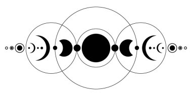 Sihirli ay ve yıldız ikonu. Astroloji için grafik elementler. Boho cadısı ve sihirli sembol. Siyah Ay çizimi beyaz arka planda izole edilmiş. Vektör EPS 10