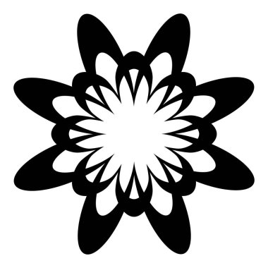 Çiçek ikonu. Modern soyut simge veya logo. Tasarım için geometrik şekil. Vektör illüstrasyonu beyaz arkaplanda izole edildi.