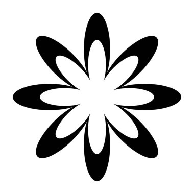 Çiçek ikonu. Modern soyut simge veya logo. Tasarım için geometrik şekil. Vektör illüstrasyonu beyaz arkaplanda izole edildi.