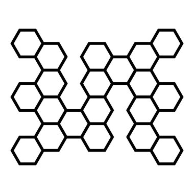 Altıgen desenli. Altıgenlerin soyut geometrik bileşimi. Bal peteği çizgisi simgesi. Vektör illüstrasyonu beyaz arkaplanda izole edildi.