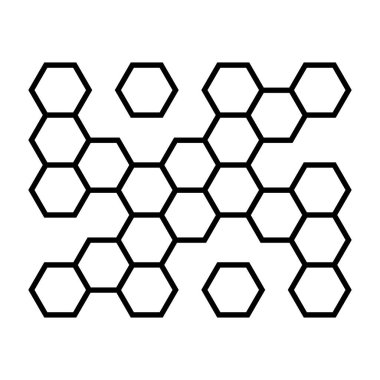 Altıgen desenli. Altıgenlerin soyut geometrik bileşimi. Bal peteği çizgisi simgesi. Vektör illüstrasyonu beyaz arkaplanda izole edildi.