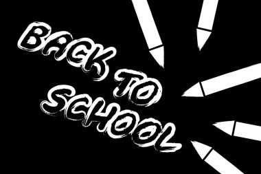 Siyah arkaplanla ilgili okul metnine dönelim. Vektör illüstrasyonu.