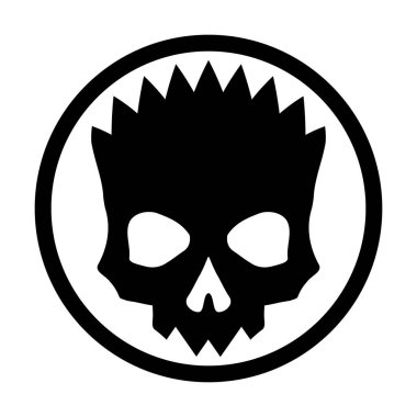 Siyah Kafatası ikonu çizimi. Çizgi roman tarzı. Korku ya da Cadılar Bayramı için tişört baskısı. Beyaz arkaplanda el çizimi çizimi izole edilmiş. Vektör EPS 10