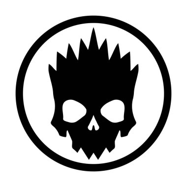 Siyah Kafatası ikonu çizimi. Çizgi roman tarzı. Korku ya da Cadılar Bayramı için tişört baskısı. Beyaz arkaplanda el çizimi çizimi izole edilmiş. Vektör EPS 10