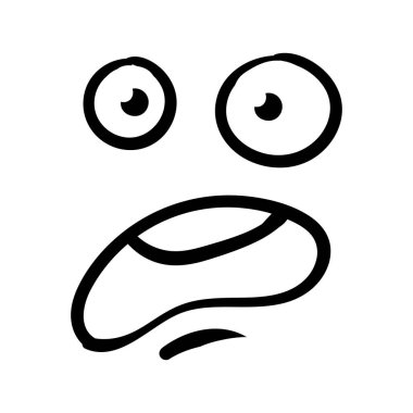 Komik duygu. Çizgi film yüz ifadesi. Çizgi çalışması. Beyaz arkaplanda izole edilmiş elle çizilmiş vektör illüstrasyonu.