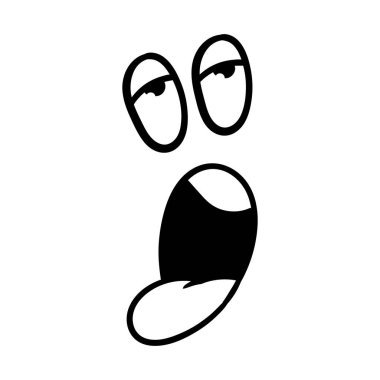 Komik duygu. Çizgi film yüz ifadesi. Çizgi çalışması. Beyaz arkaplanda izole edilmiş elle çizilmiş vektör illüstrasyonu.