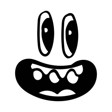 Komik duygu. Çizgi film yüz ifadesi. Çizgi çalışması. Beyaz arkaplanda izole edilmiş elle çizilmiş vektör illüstrasyonu.