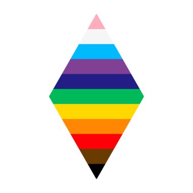 Gurur simgesi. LGBTQ gurur bayrağı renginde Rhombus. Tasarım için renkli çizgili şekil. Vektör illüstrasyonu beyaz arkaplanda izole edildi.