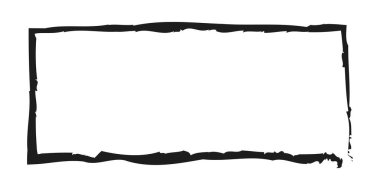 Siyah grunge dikdörtgen şeklinde. Fırça darbeleri çerçeve unsuru, çerçeve tasarım için. Vektör illüstrasyonu beyaz arkaplanda izole edildi.