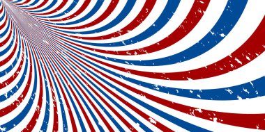 Retro güneş ışınları ve Usa renklerinin arka planı. Grunge 'la birlikte çizgi film arkaplanı. 4 Temmuz, Amerikan Bağımsızlık Günü. Çizgili vektör arkaplanı.