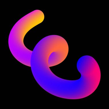 Soyut akışkan eğri şekli. Gradyan karışım çizgisi simgesi. Yaratıcı tasarım öğesi. Vektör illüstrasyonu siyah arkaplanda izole edildi.