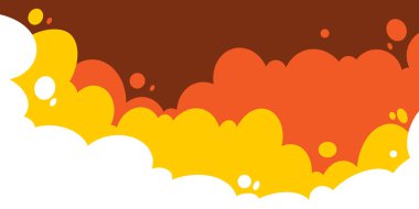 Gökyüzü ve bulutlar arka plan. Karikatür gökyüzü, bulutlar düz bir şekilde resmedilmiş. Doğa soyut duvar kağıdı. Vektör illüstrasyonu.