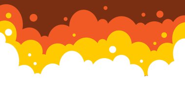 Gökyüzü ve bulutlar arka plan. Karikatür gökyüzü, bulutlar düz bir şekilde resmedilmiş. Doğa soyut duvar kağıdı. Vektör illüstrasyonu.