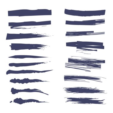 Fırça darbesi seti, pasaklı dekorasyon elementleri. Tasarım için yaratıcı elementler. Beyaz arkaplanda vektör çizimi izole edildi. EPS10