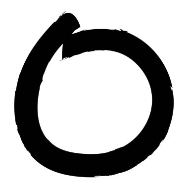 Grunge çemberi fırça darbesi. Soyut siyah yuvarlak çerçeve. Tasarım için yaratıcı bir unsur. Vektör illüstrasyonu beyaz arkaplanda izole edildi.