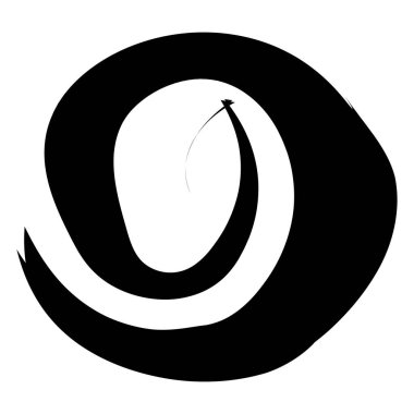 Grunge çemberi fırça darbesi. Soyut siyah yuvarlak çerçeve. Tasarım için yaratıcı bir unsur. Vektör illüstrasyonu beyaz arkaplanda izole edildi.